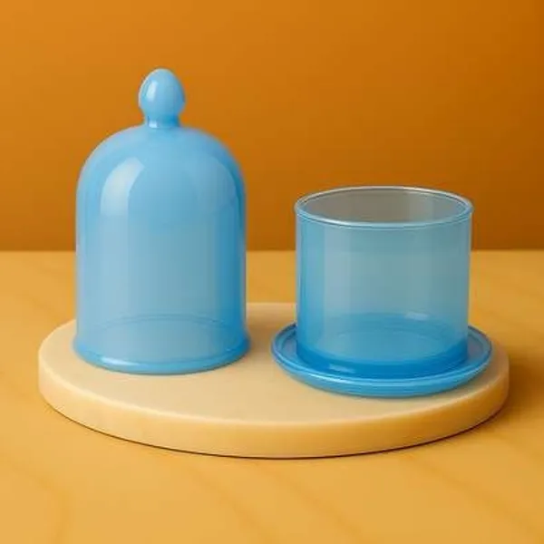 Wax_Decorative_Blue_Brown_Dome_Cover_Cylindrical_Candle
