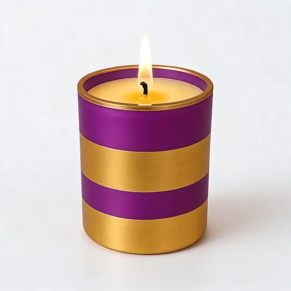 Wax_Decorative_Purple_Gold_Striped_Cylindrical_Candle