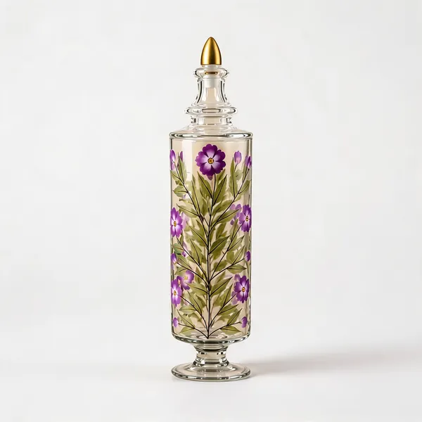 Wax_Decorative_Purple_Floral_Tall_Cylindrical_Glass_Jar_Candle