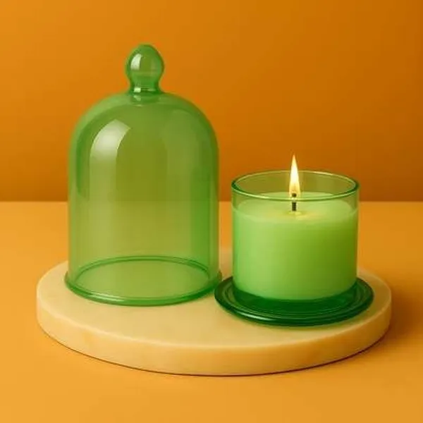 Wax_Decorative_Translucent_Green_Glass_Cylindrical_Dome_Candle