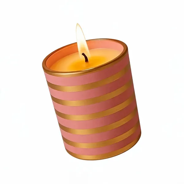 Wax_Decorative_Striped_Cylindrical_Pink_Gold_Candle