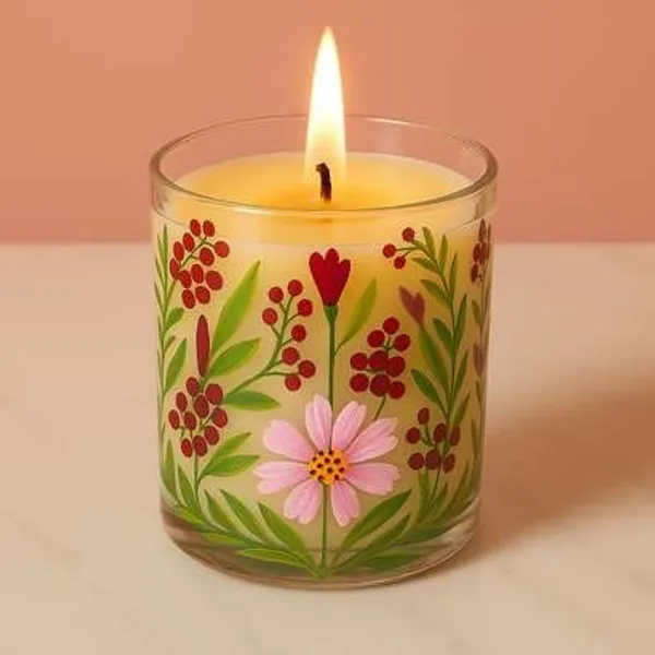 Wax_Decorative_Botanical_Floral_Round_Multicolour_Candle