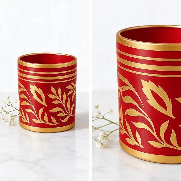 Glass_Decorative_Gold_Floral_Motif_Red_Cylindrical_Candle