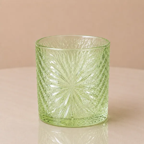 Wax_Decorative_Starburst_Textured_Cylindrical_Green_Candle