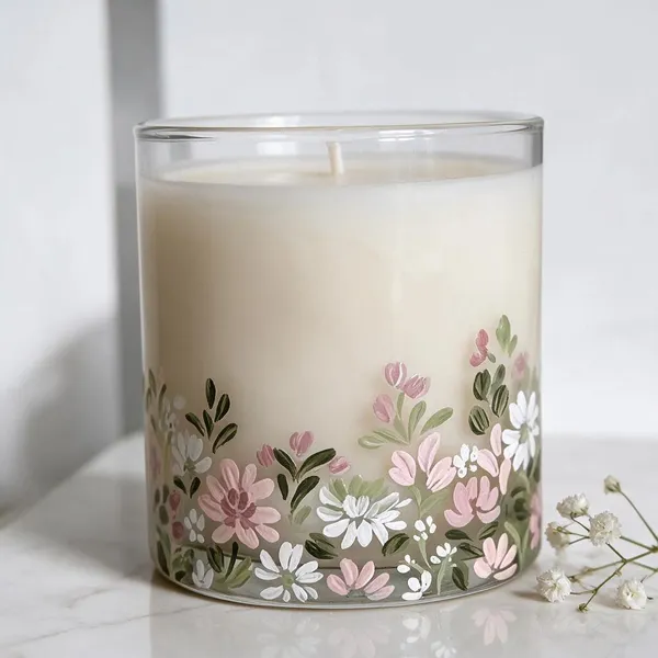 Wax_Decorative_Floral_Print_Cylindrical_Transparent_Candle