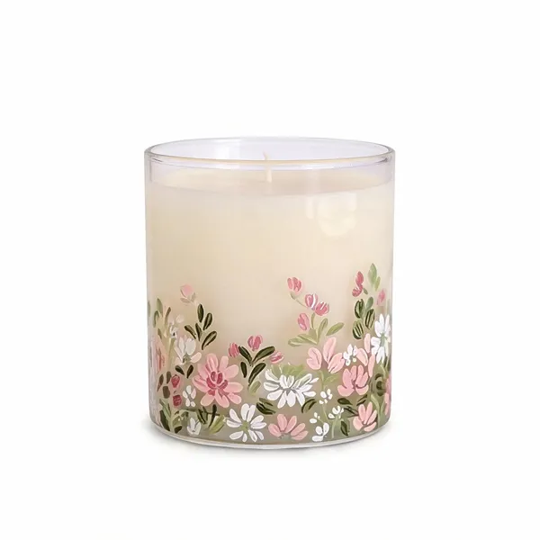 Wax_Decorative_Floral_Print_Cylindrical_Transparent_Candle