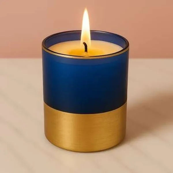Wax_Decorative_Two-Tone_Cylindrical_Blue_Gold_Candle