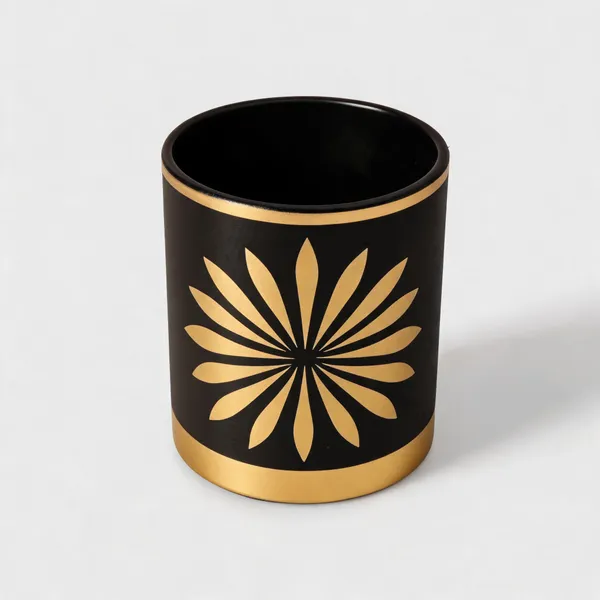 Metal_Decorative_Gold_Floral_Black_Cylindrical_Candle