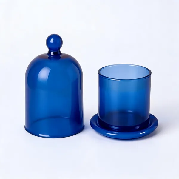 Wax_Decorative_Blue_Glass_Cylindrical_Dome_Cloche_Candle