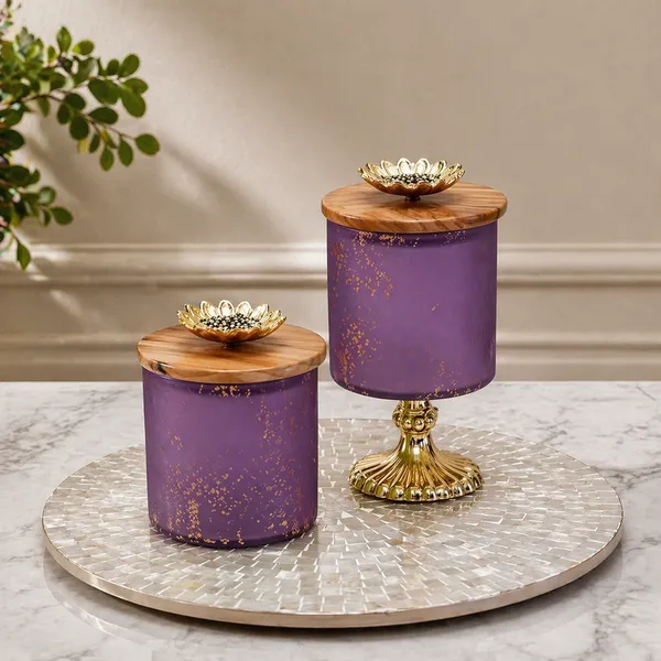 Wax_Decorative_Lotus_Finial_Purple_Cylindrical_Glass_Candle_Set