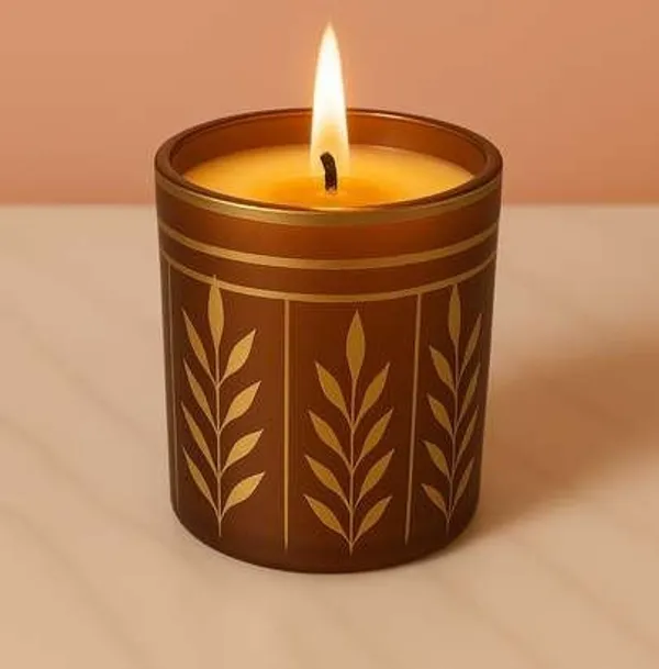 Glass_Decorative_Gold_Leaf_Motif_Maroon_Jar_Candle