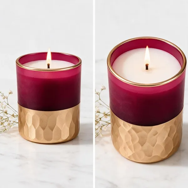 Wax_Decorative_Two-Tone_Magenta_Gold_Cylindrical_Candle