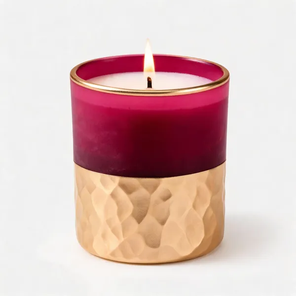 Wax_Decorative_Two-Tone_Magenta_Gold_Cylindrical_Candle
