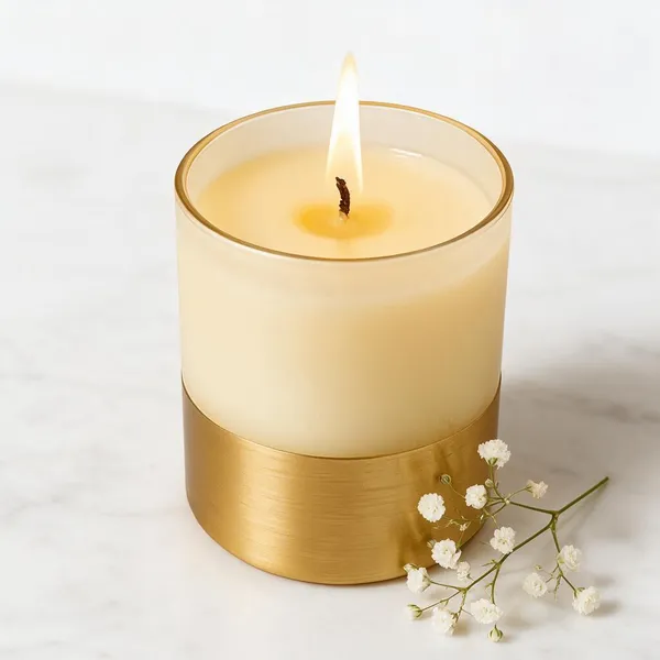 Wax_Decorative_Two-Tone_Cylindrical_Golden_Candle