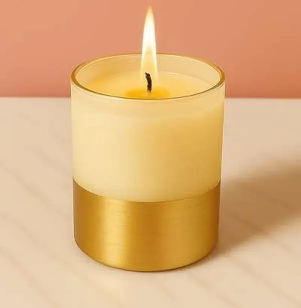 Wax_Decorative_Two-Tone_Cylindrical_Golden_Candle