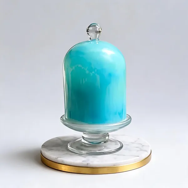 Wax_Decorative_Clear_Glass_Marble_Base_Gold_Rim_Dome_Candle