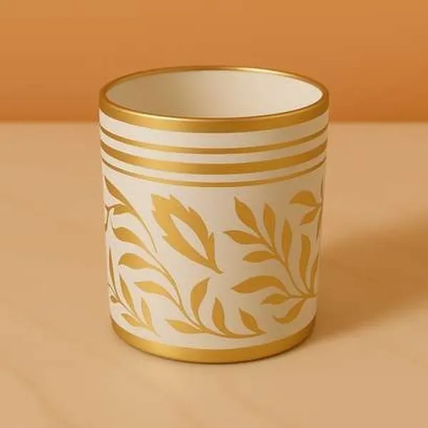 Ceramic_Decorative_Gold_Floral_White_Cylindrical_Candle