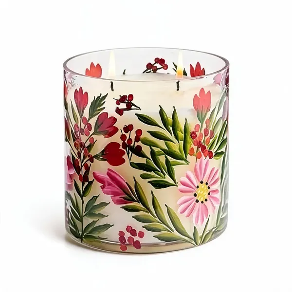 Wax_Decorative_Botanical_Floral_Cylindrical_Multicolour_Candle
