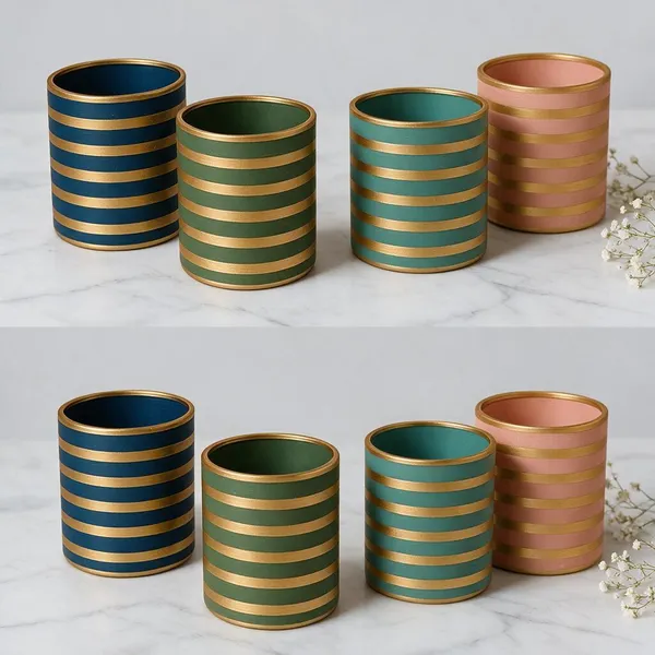 Wax_Decorative_Gold_Stripe_Multicolour_Cylindrical_Candle_Set_Of_4