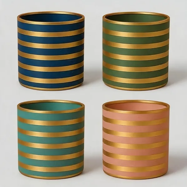 Wax_Decorative_Gold_Stripe_Multicolour_Cylindrical_Candle_Set_Of_4