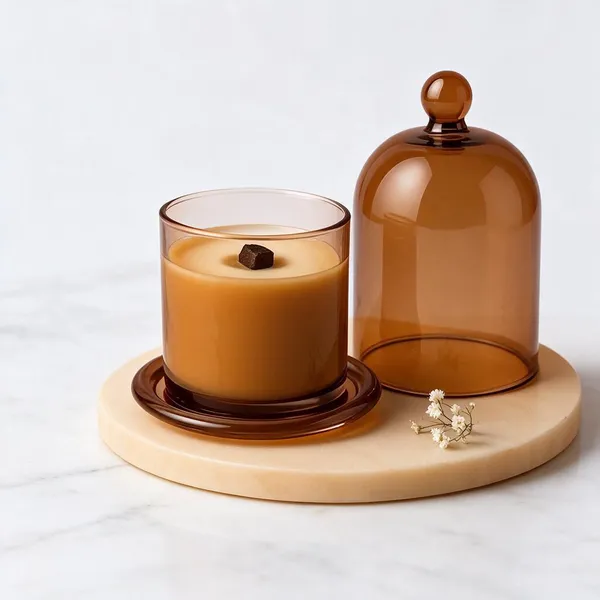 Wax_Decorative_Amber_Glass_Dome_Cover_Cylindrical_Candle