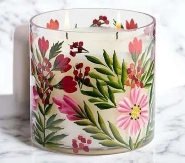 Wax_Decorative_Botanical_Floral_Cylindrical_Multicolour_Candle