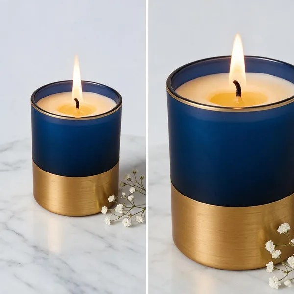 Wax_Decorative_Two-Tone_Cylindrical_Blue_Gold_Candle