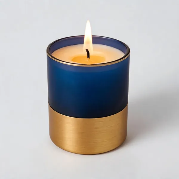 Wax_Decorative_Two-Tone_Cylindrical_Blue_Gold_Candle