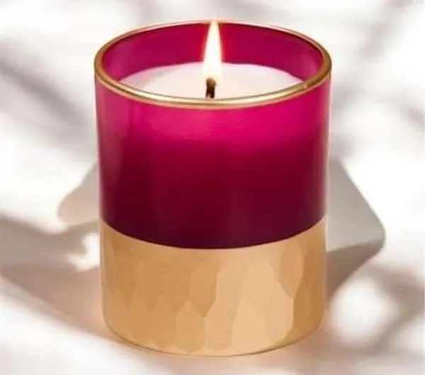 Wax_Decorative_Two-Tone_Magenta_Gold_Cylindrical_Candle