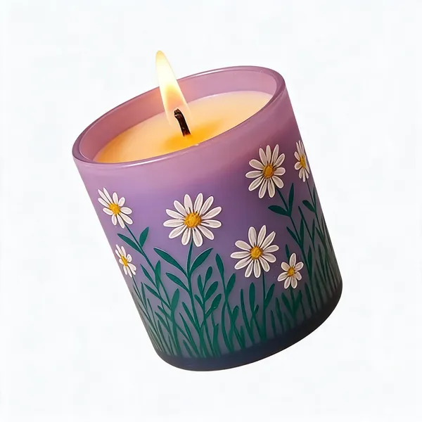 Wax_Decorative_Daisy_Floral_Print_Cylindrical_Multicolour_Candle