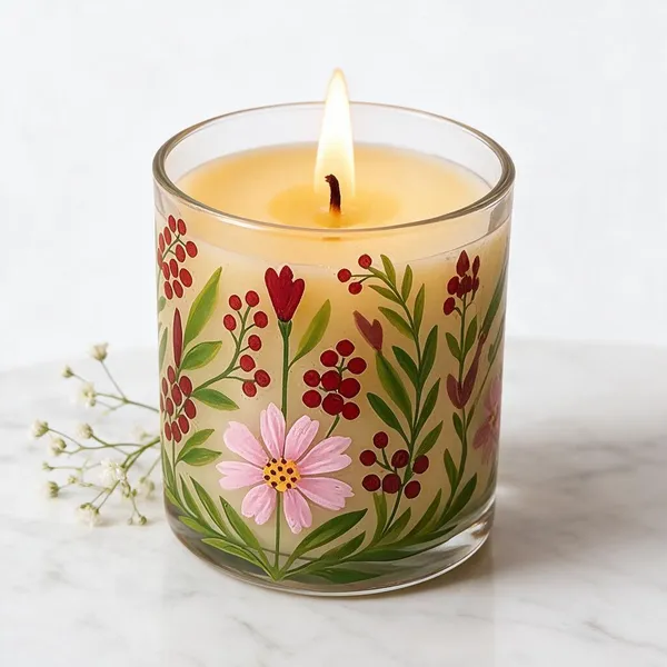 Wax_Decorative_Botanical_Floral_Round_Multicolour_Candle