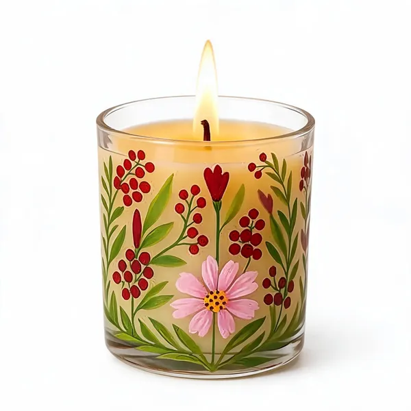 Wax_Decorative_Botanical_Floral_Round_Multicolour_Candle