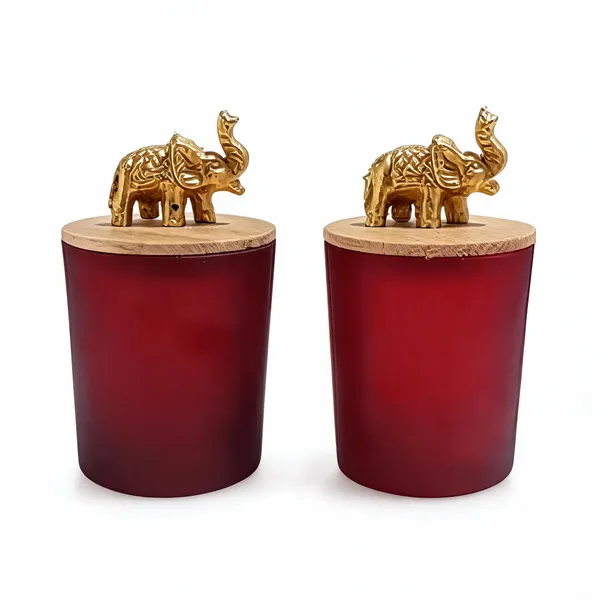 Ceramic_Traditional_Elephant_Motif_Red_Cylindrical_Candle_Set_Of_2