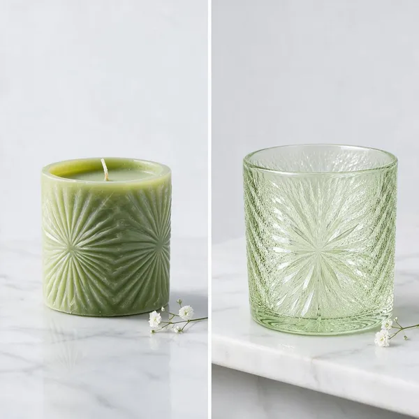 Wax_Decorative_Starburst_Textured_Cylindrical_Green_Candle