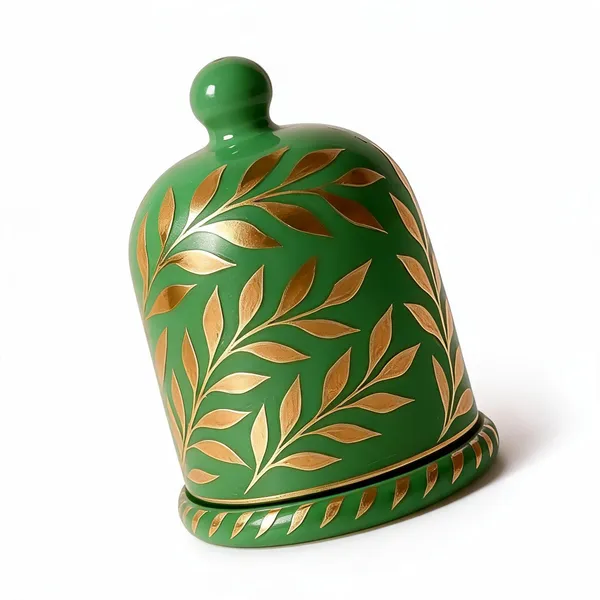 Wax_Decorative_Golden_Botanical_Leaf_Green_Ceramic_Dome_Candle