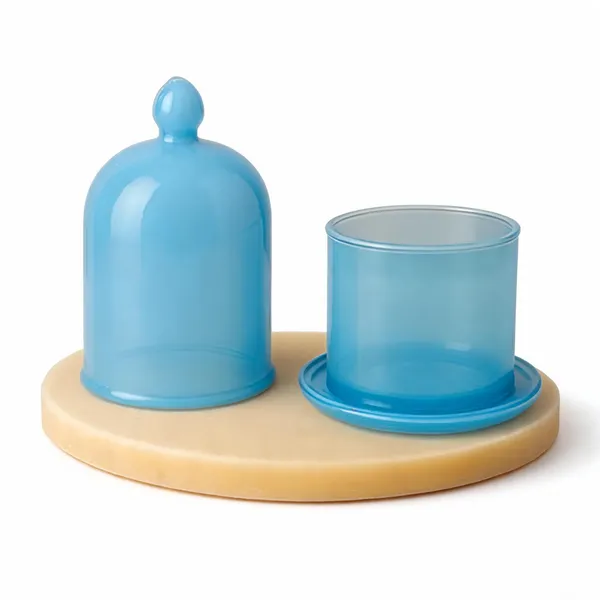 Wax_Decorative_Blue_Brown_Dome_Cover_Cylindrical_Candle