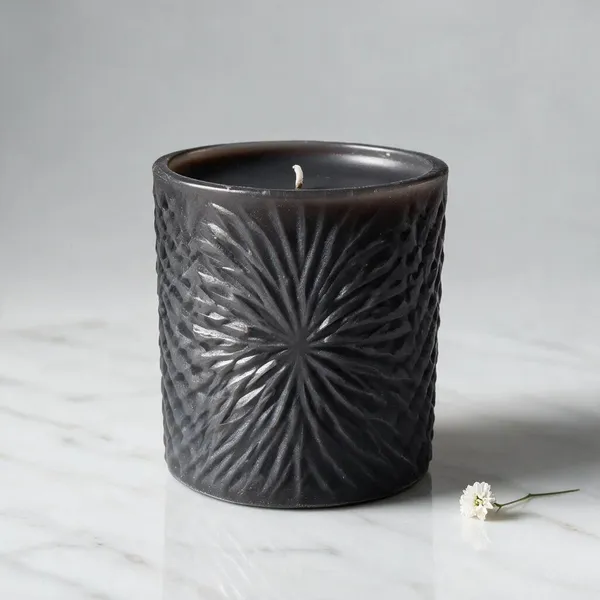 Wax_Decorative_Starburst_Textured_Black_Cylindrical_Candle