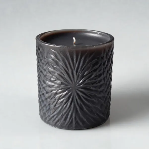 Wax_Decorative_Starburst_Textured_Black_Cylindrical_Candle