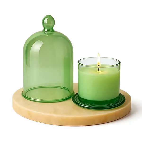 Wax_Decorative_Translucent_Green_Glass_Cylindrical_Dome_Candle