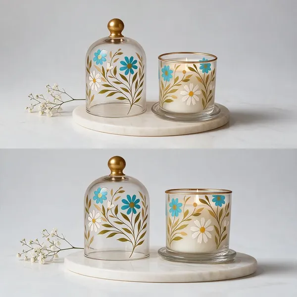 Wax_Decorative_Blue_Floral_Glass_Jar_Candle_Set_With_Tray