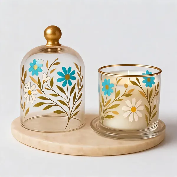 Wax_Decorative_Blue_Floral_Glass_Jar_Candle_Set_With_Tray