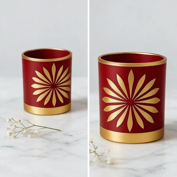 Wax_Decorative_Floral_Sunburst_Cylindrical_Maroon_Candle