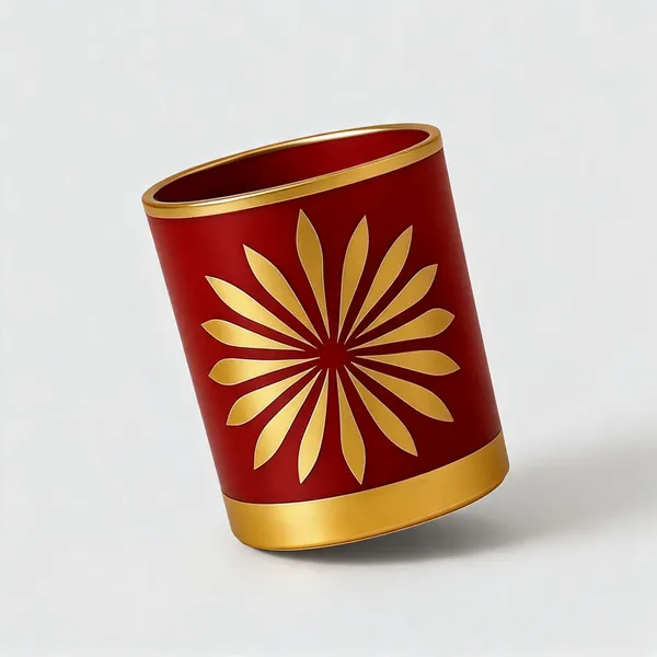 Wax_Decorative_Floral_Sunburst_Cylindrical_Maroon_Candle