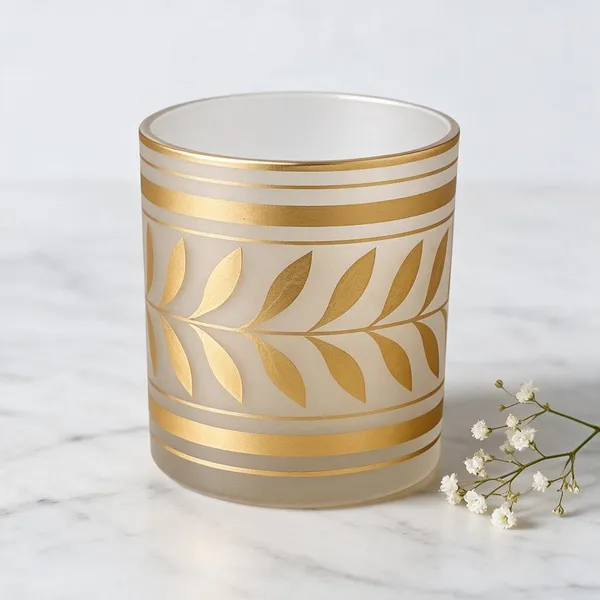 Glass_Decorative_Gold_Leaf_Frosted_Cylindrical_Candle