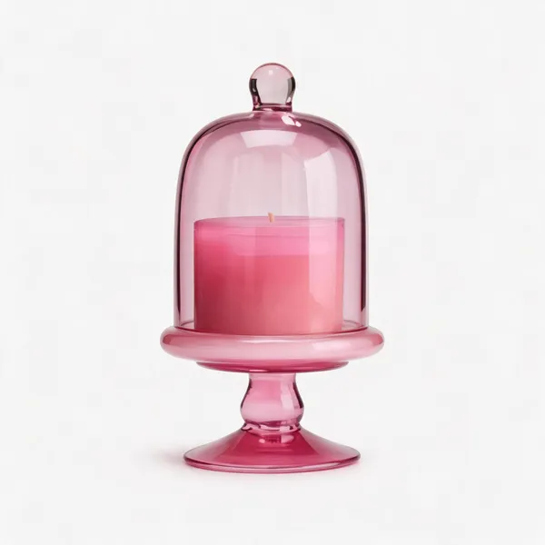 Wax_Decorative_Pink_Glass_Pedestal_Dome_Candle