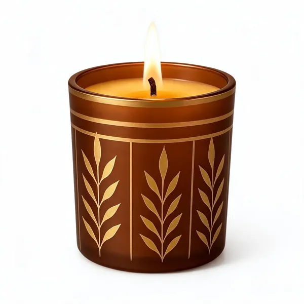 Glass_Decorative_Gold_Leaf_Motif_Maroon_Jar_Candle
