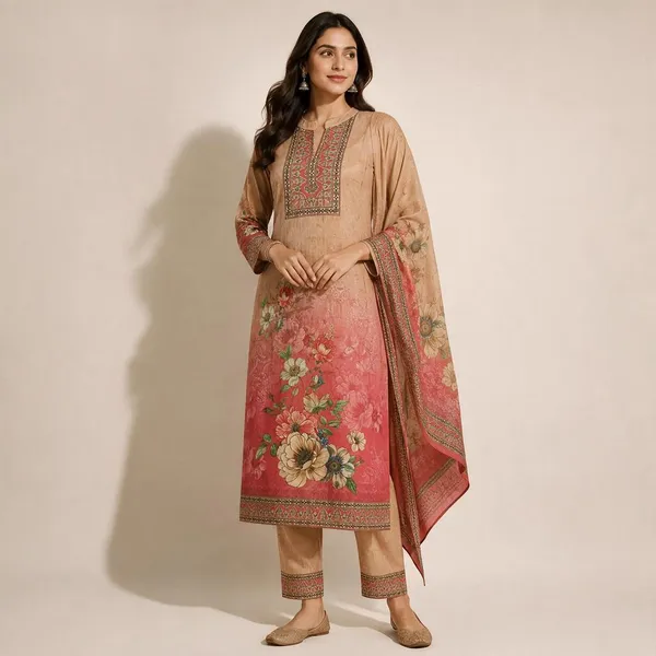 XENIOS_Woven_Kurta,_Trouser/Pant_&_Dupatta_Set