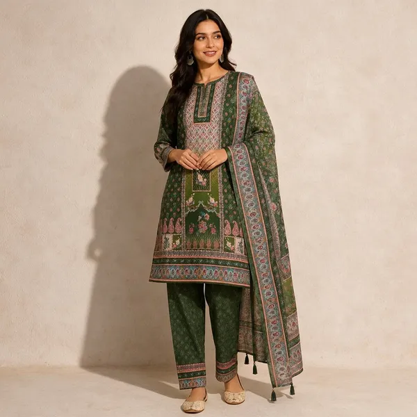 XENIOS_Woven_Kurta,_Trouser/Pant_&_Dupatta_Set