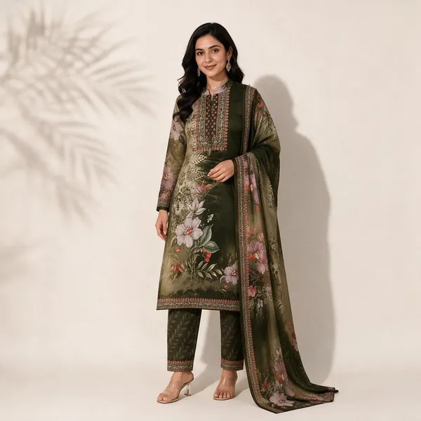 XENIOS_Woven_Kurta,_Trouser/Pant_&_Dupatta_Set
