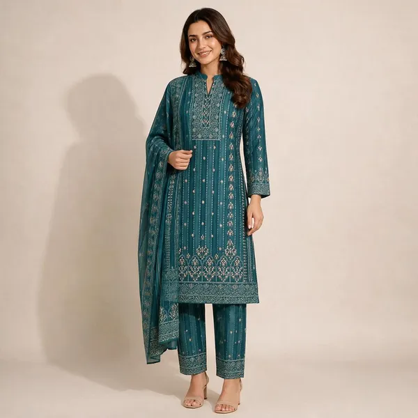 XENIOS_Woven_Kurta,_Trouser/Pant_&_Dupatta_Set